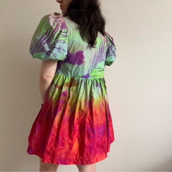 Plenty by Tracy Reese Puff-Sleeve Surplice Watercolor Tie Dye Dress M Anthro - Picture 3 of 12